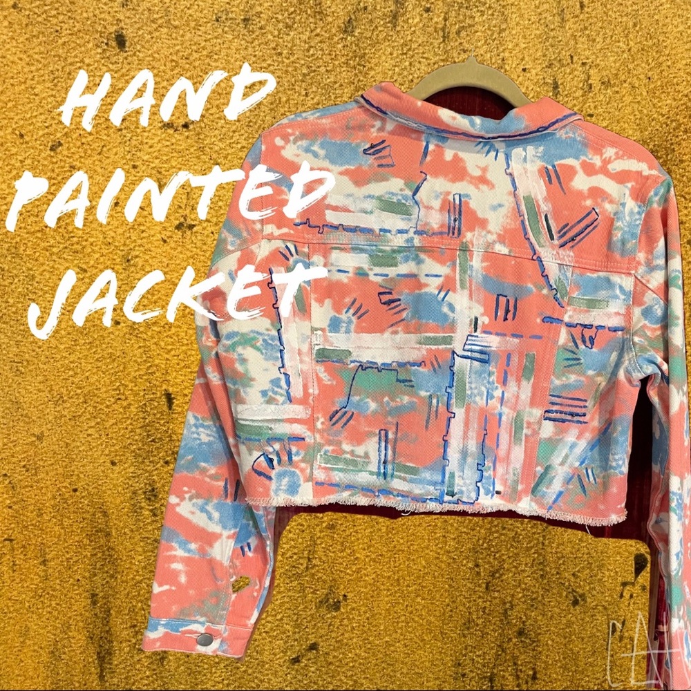 Upcycled Painted & Embroidered Tie Dye Denim jacket